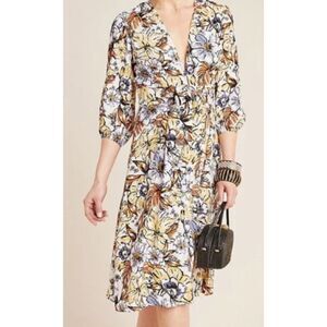 FAITHFULL THE BRAND x ANTHROPOLOGIE Chloe Floral Long Sleeve Mini Dress Size 6 M